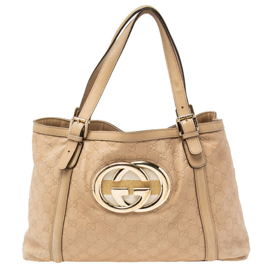Gucci Guccissima Beige Leather Tote Style 2
