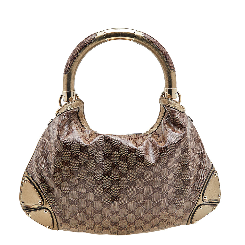 Gucci Leather Canvas Shoulder Bag Style 56
