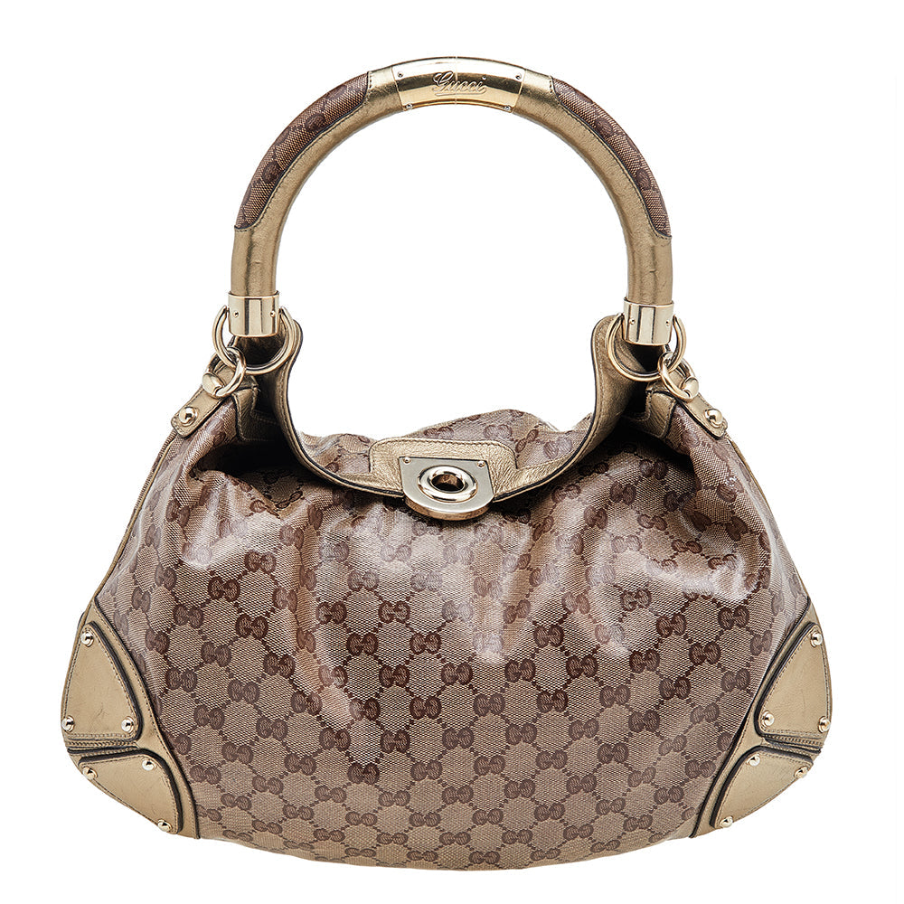 Gucci Leather Canvas Shoulder Bag Style 56