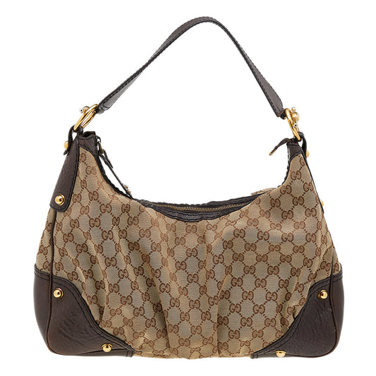 Gucci Lou Leather Canvas Shoulder Bag