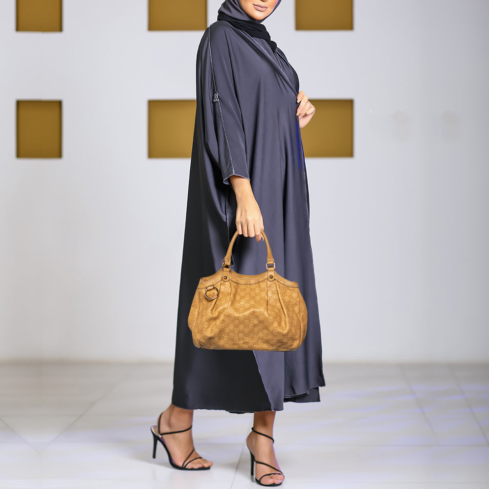 Gucci Guccissima Beige Leather Canvas Tote
