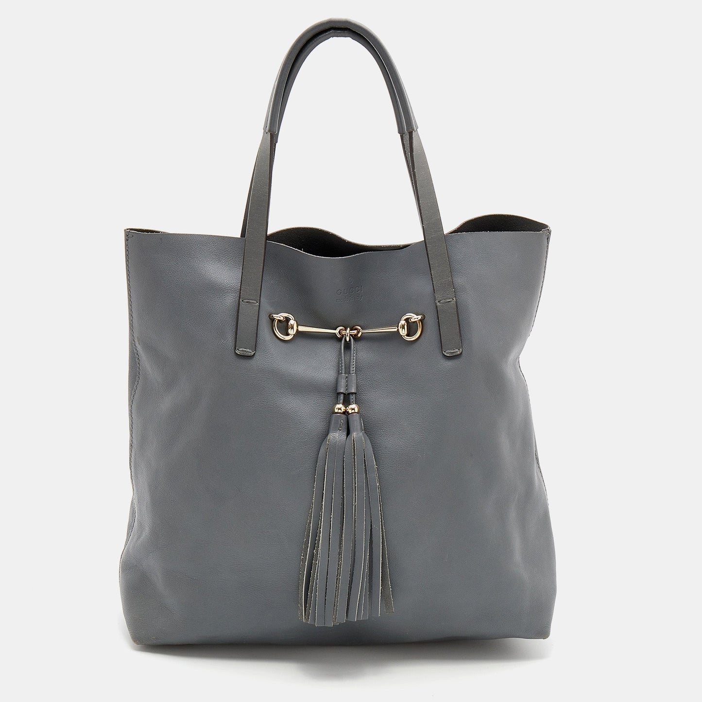 Gucci Horsebit Grey Leather Tote