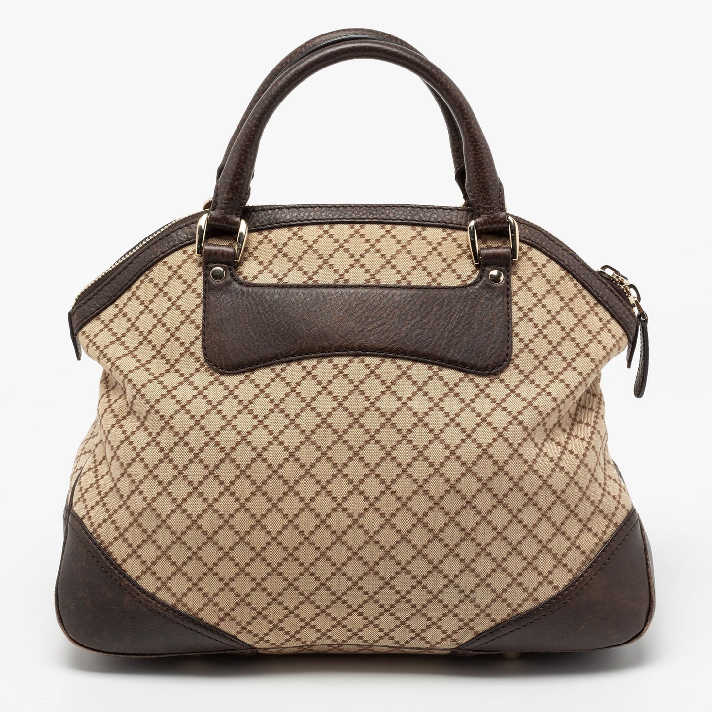 Gucci Horsebit Leather Canvas Satchel