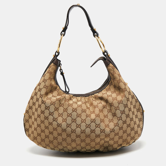 Gucci Interlocking G Leather Canvas Shoulder Bag