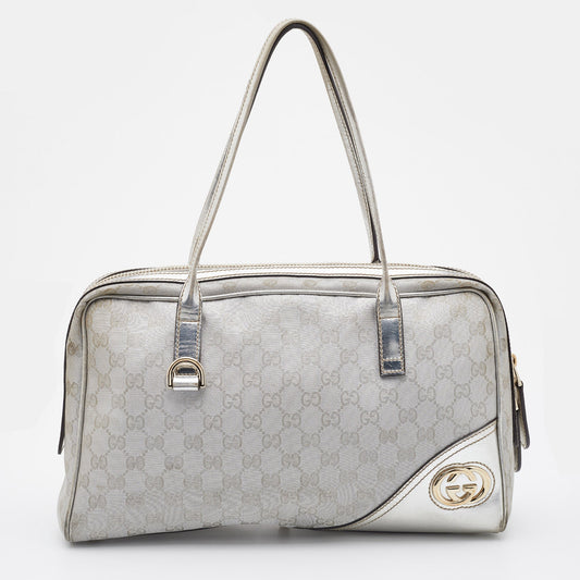 Gucci Lou Leather Canvas Handbag