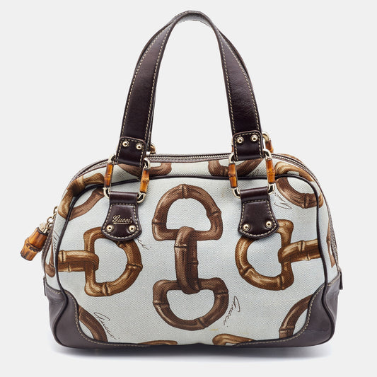 Gucci Lou Leather Canvas Handbag