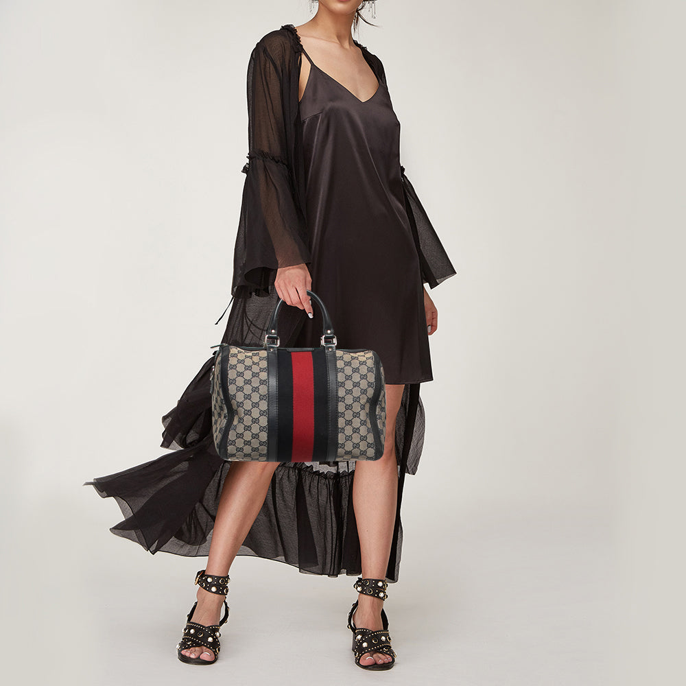 Gucci Lou Leather Canvas Handbag