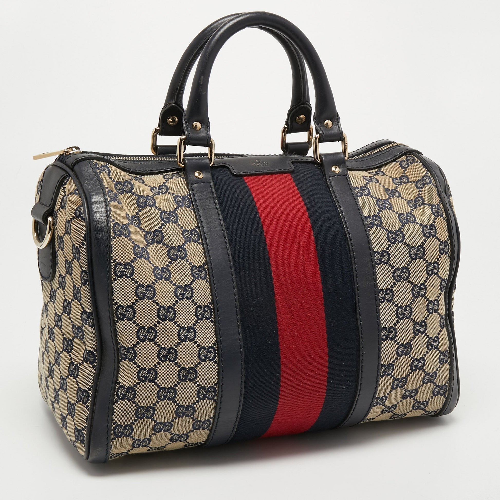 Gucci Lou Leather Canvas Handbag