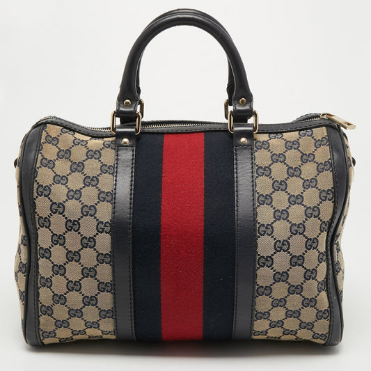 Gucci Lou Leather Canvas Handbag