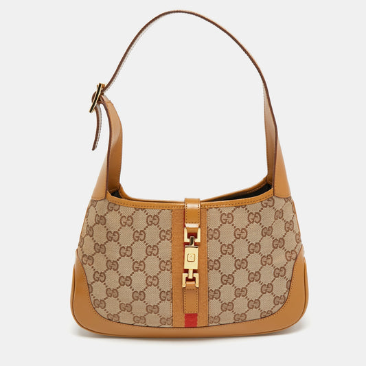 Gucci Lou Leather Canvas Shoulder Bag