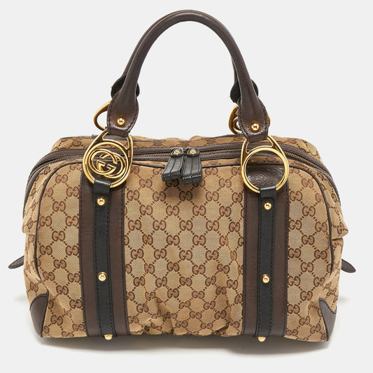 Gucci Lou Leather Canvas Handbag
