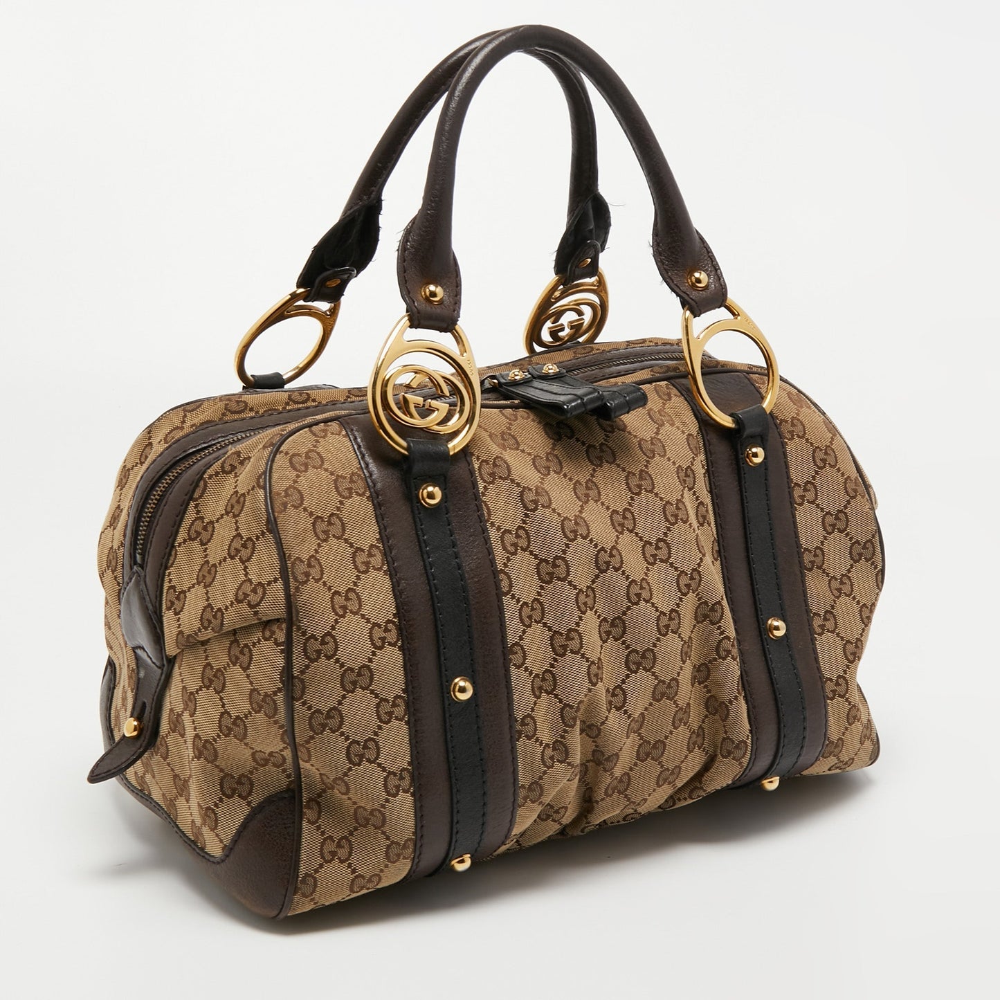Gucci Lou Leather Canvas Handbag