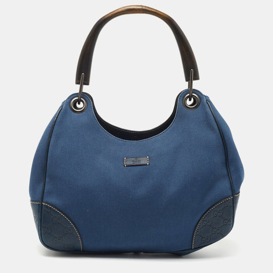 Gucci Lou Leather Canvas Shoulder Bag