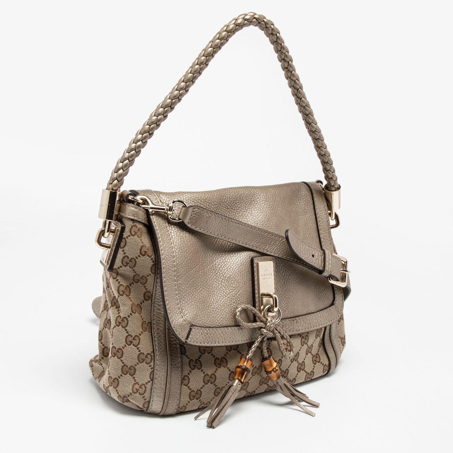 Gucci Lou Leather Canvas Shoulder Bag