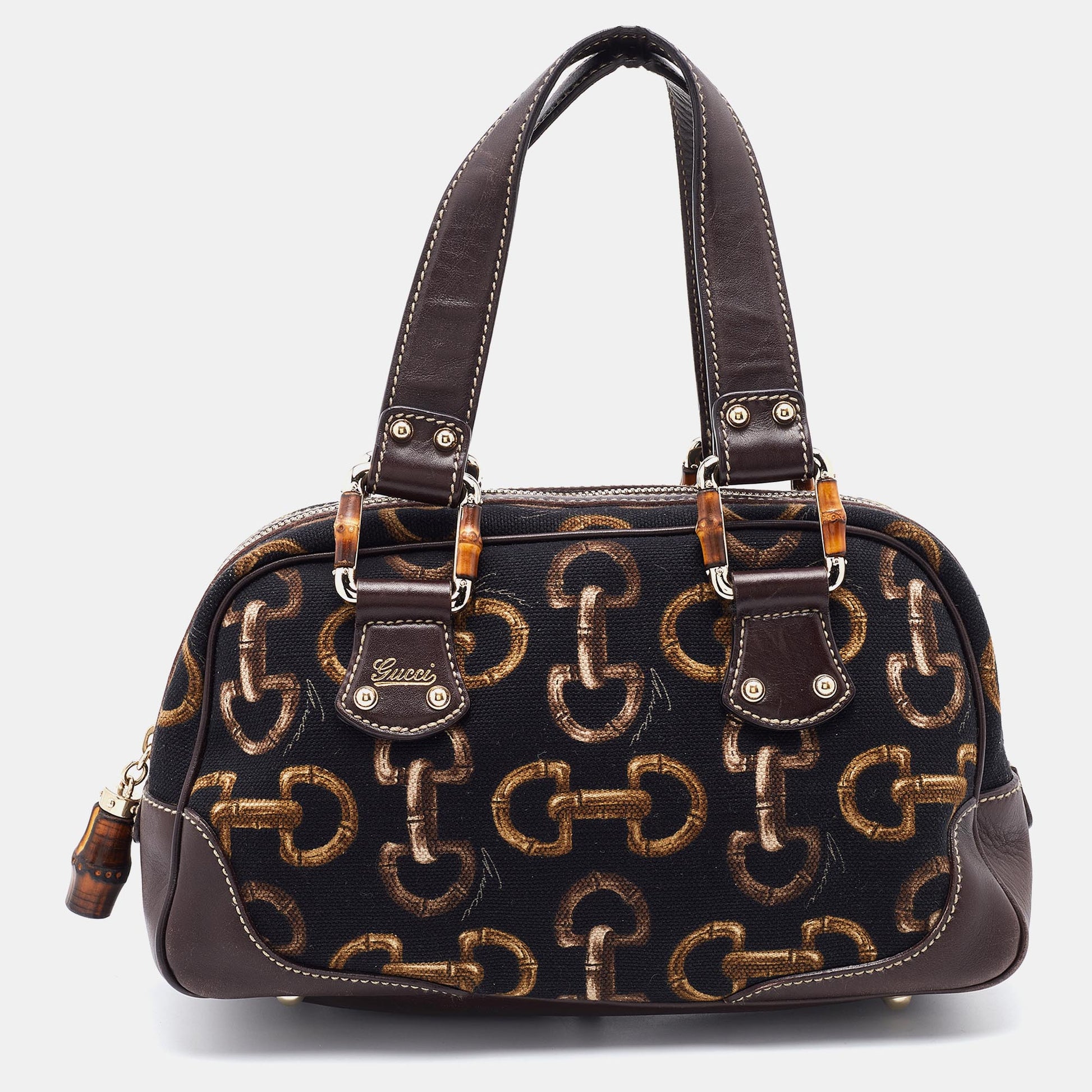 Gucci Lou Leather Canvas Handbag