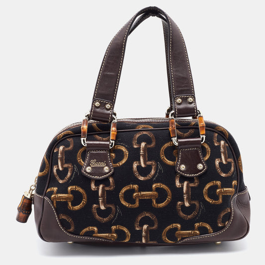 Gucci Lou Leather Canvas Handbag