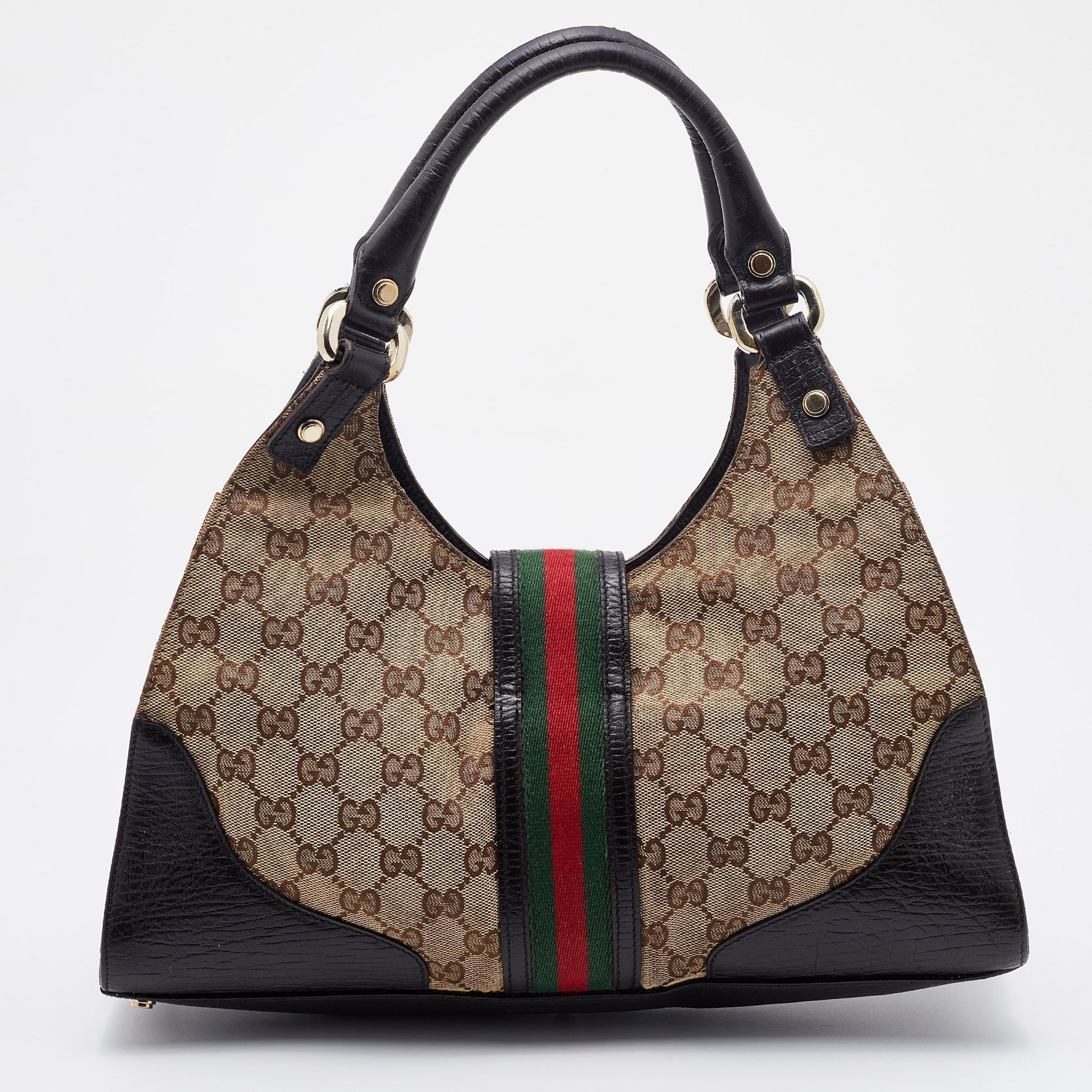 Gucci Lou Leather Canvas Shoulder Bag