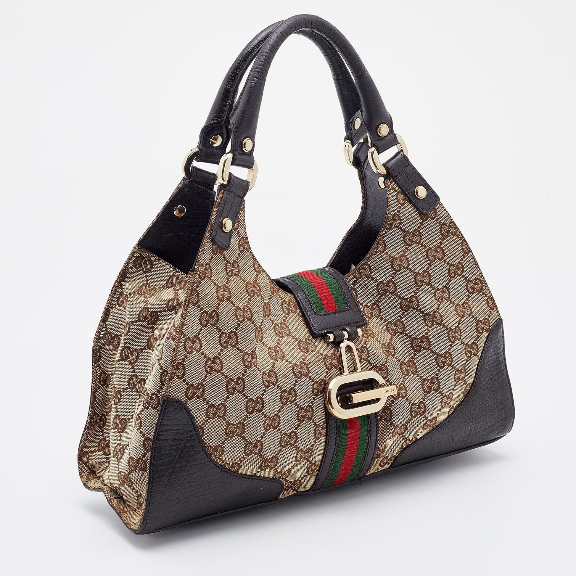 Gucci Lou Leather Canvas Shoulder Bag
