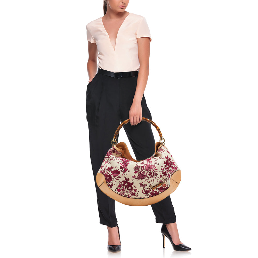 Gucci Lou Leather Canvas Shoulder Bag