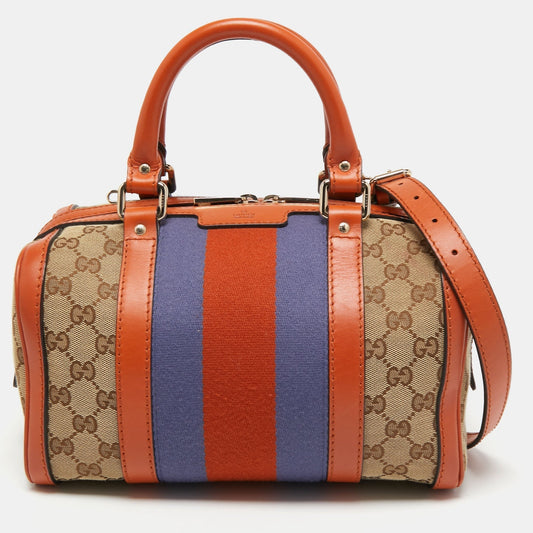 Gucci Lou Leather Canvas Handbag