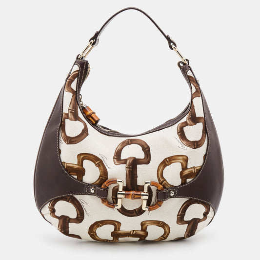Gucci Lou Leather Canvas Shoulder Bag