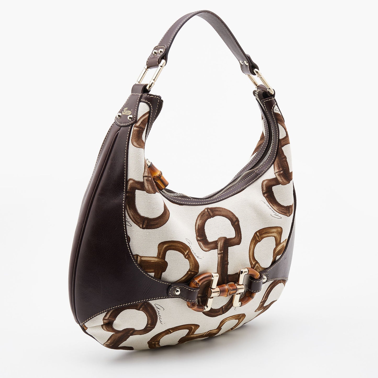 Gucci Lou Leather Canvas Shoulder Bag