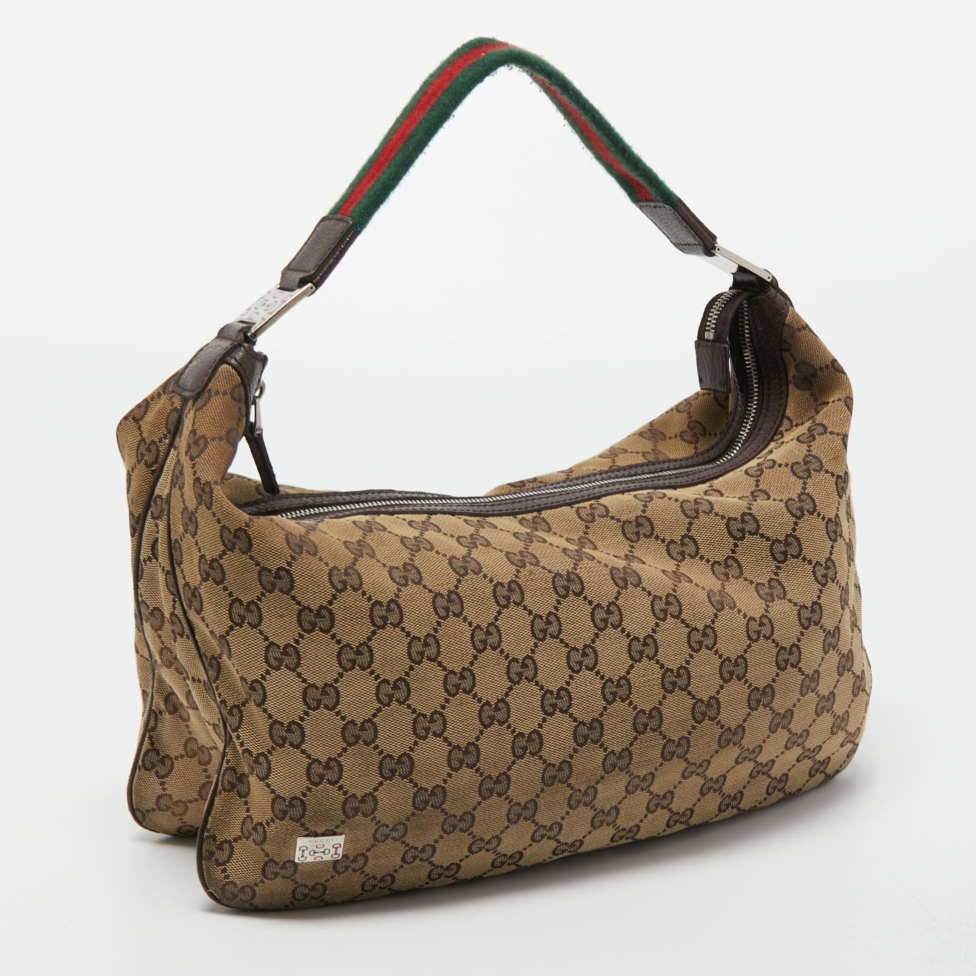 Gucci Lou Leather Canvas Shoulder Bag