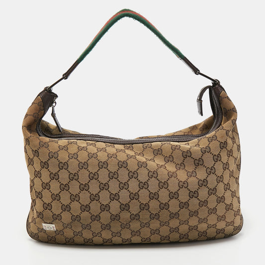 Gucci Lou Leather Canvas Shoulder Bag