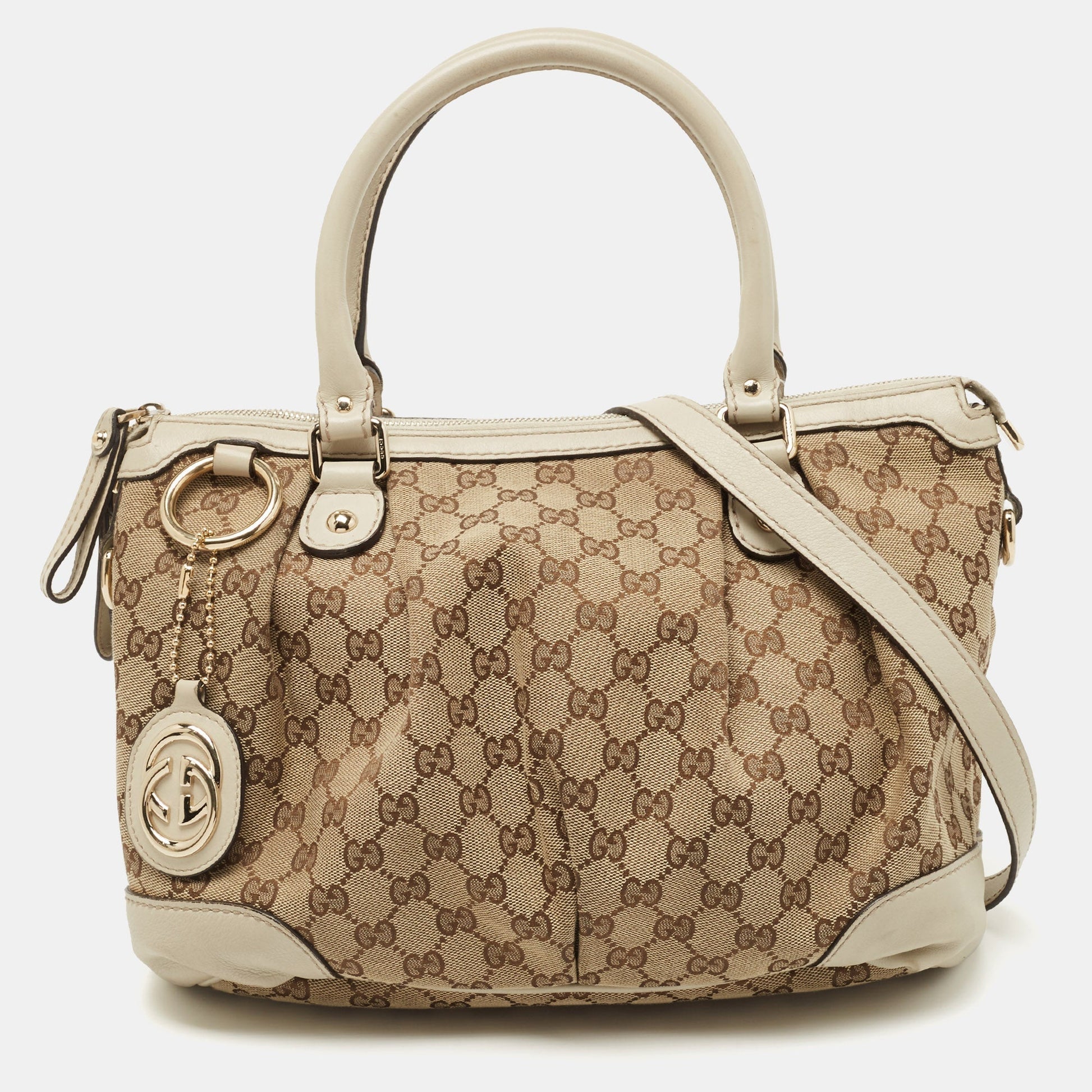 Gucci Lou Leather Canvas Tote