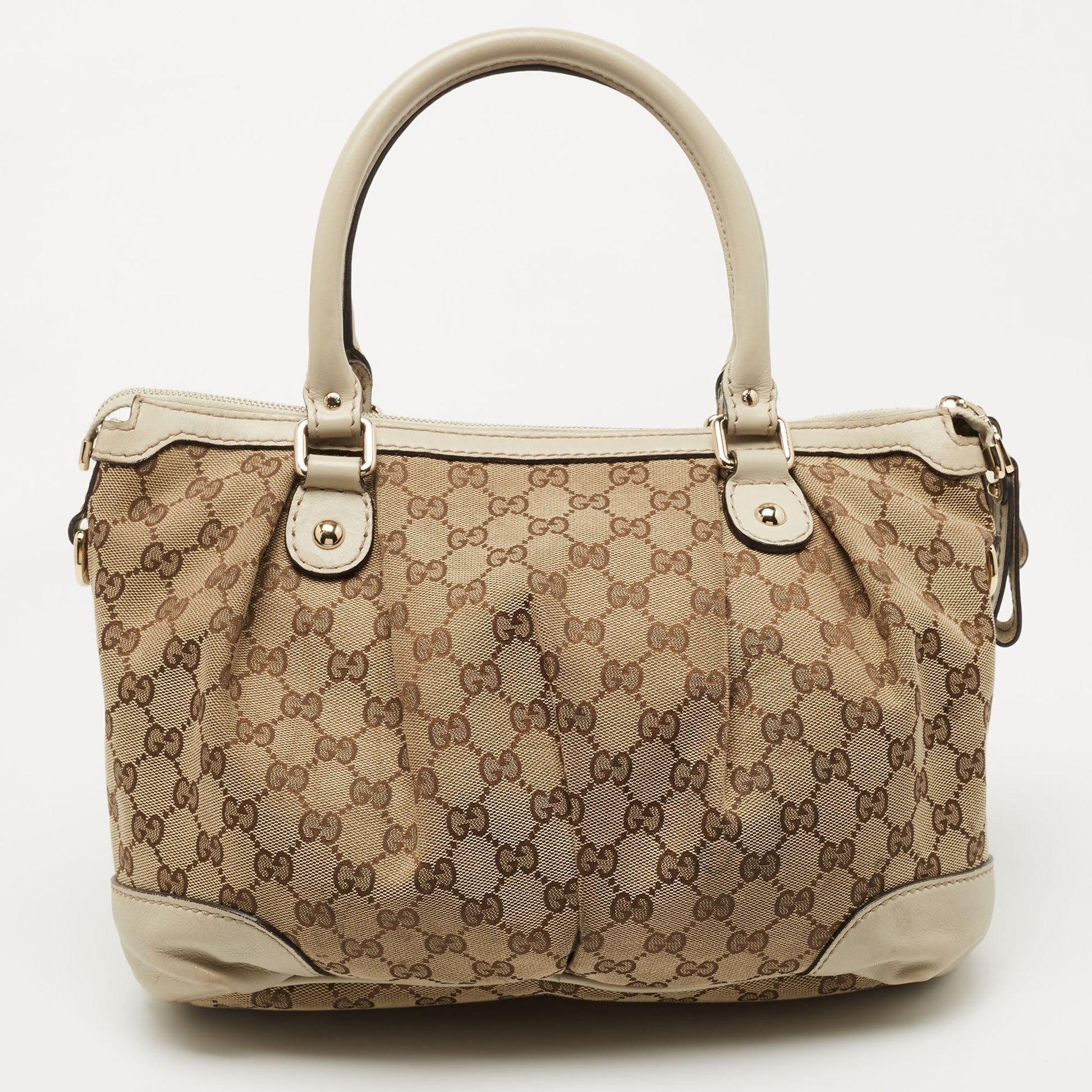 Gucci Lou Leather Canvas Tote