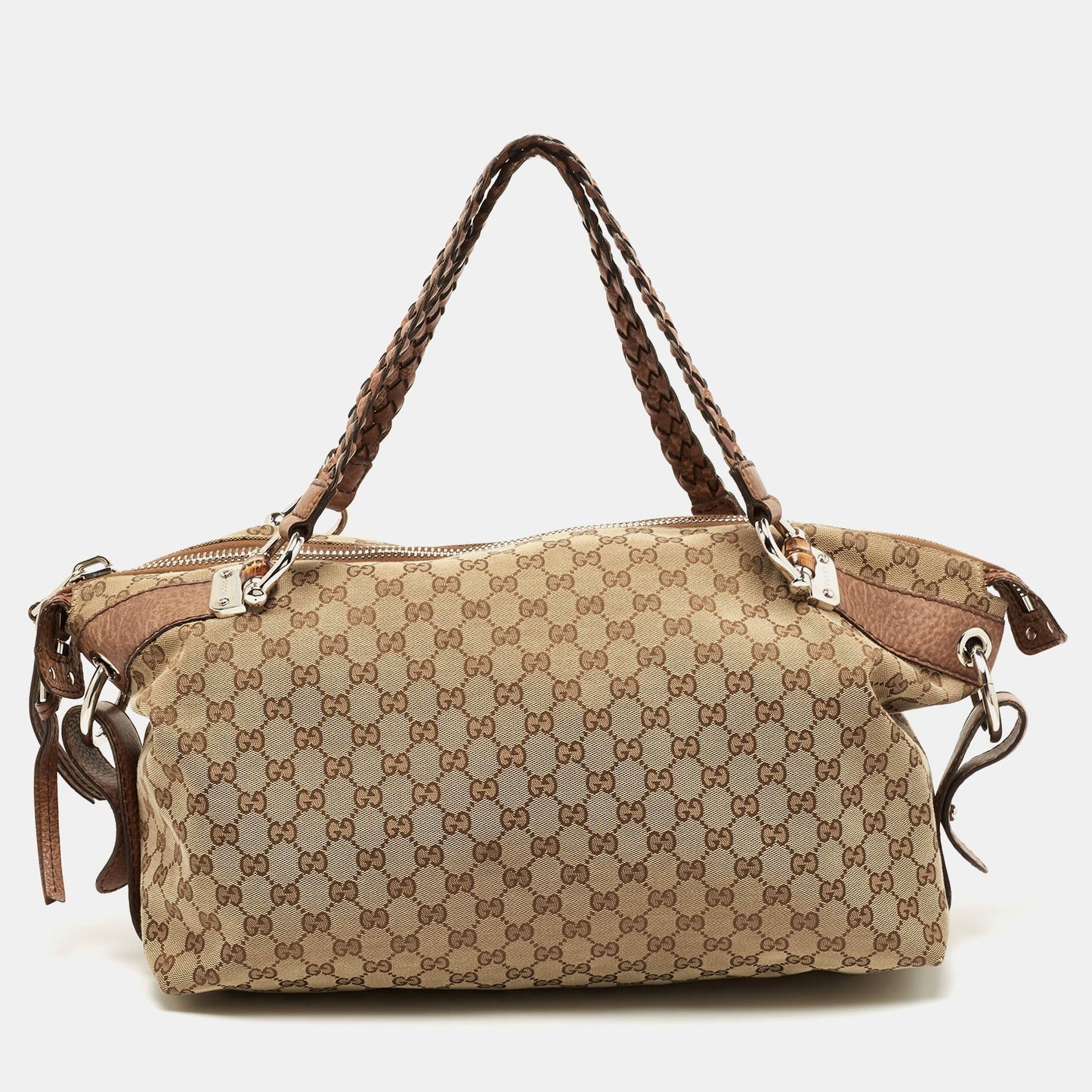 Gucci Bamboo Leather Canvas Tote Style 4