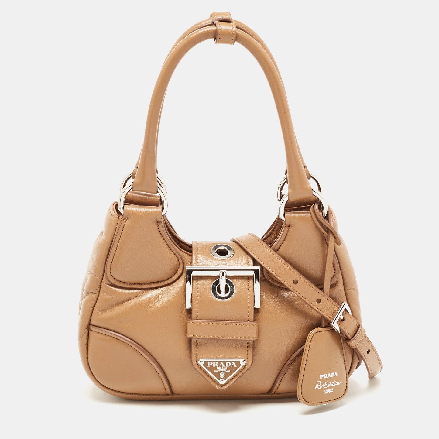 PRADA Brown Moon Padded Leather Re-edition Bag