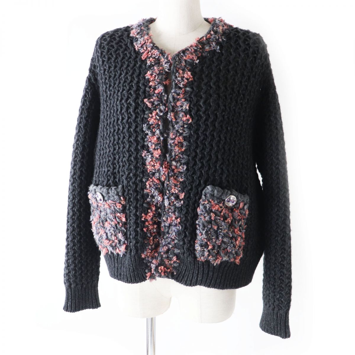 Chanel Cashmere Cardigan COCO Mark Button Classic Flap Tote