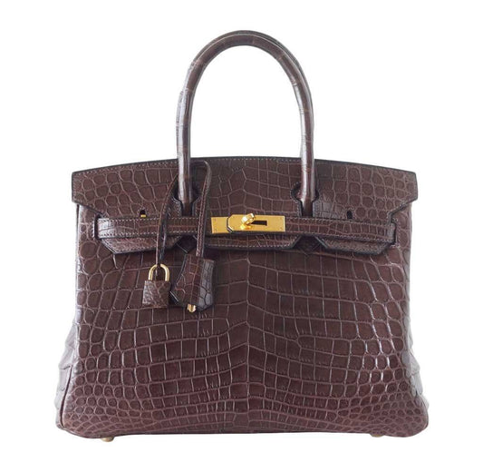 HermesBirkin 30 Matte Havane Crocodile Bag