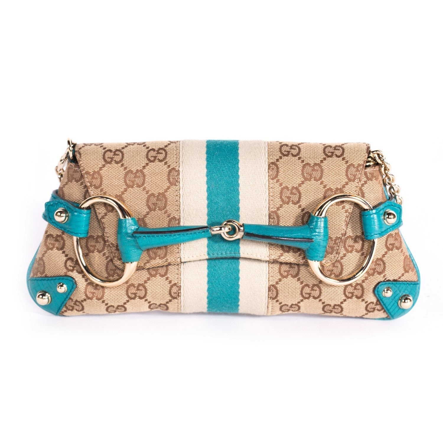 Gucci Horsebit Leather Monogram Shoulder Bag Style 1