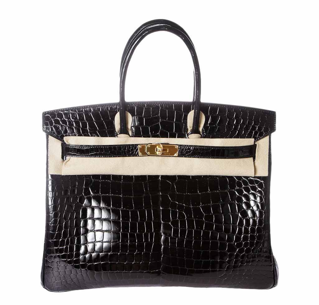 HermesPorosus Crocodile Birkin 35 Black Bag