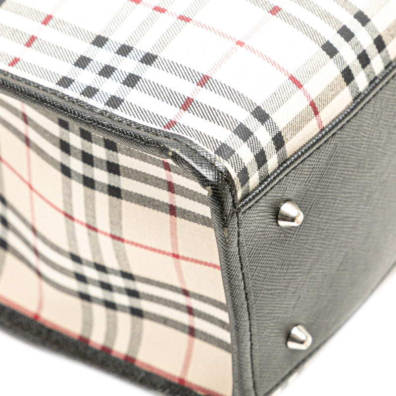 Burberry Nova Check Embossed Canvas Leather Tote Bag