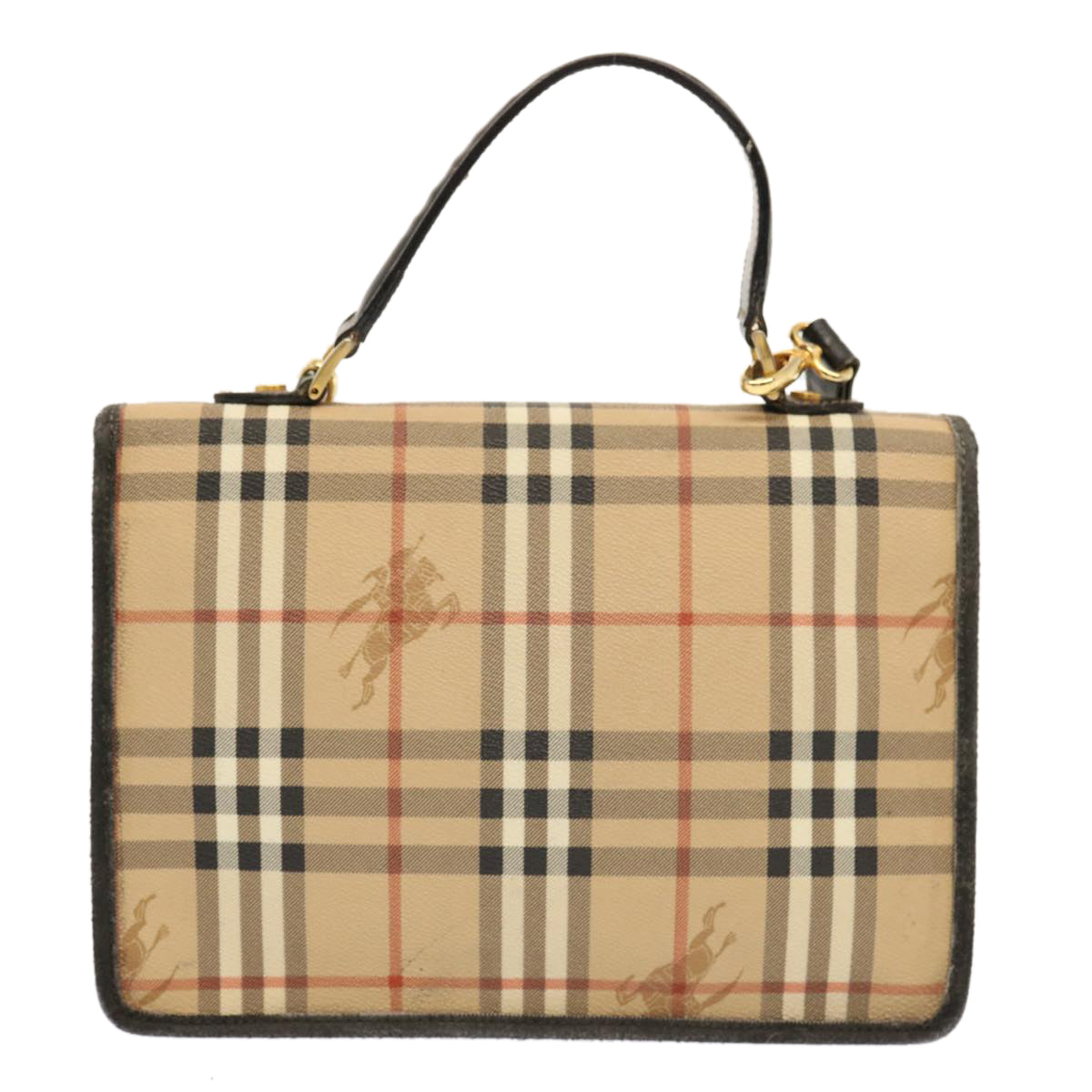 Burberry Nova Check Hand Bag PVC 2way Beige Auth mr100