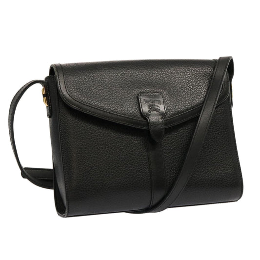 Burberry Shoulder Bag Leather Black Auth mr101