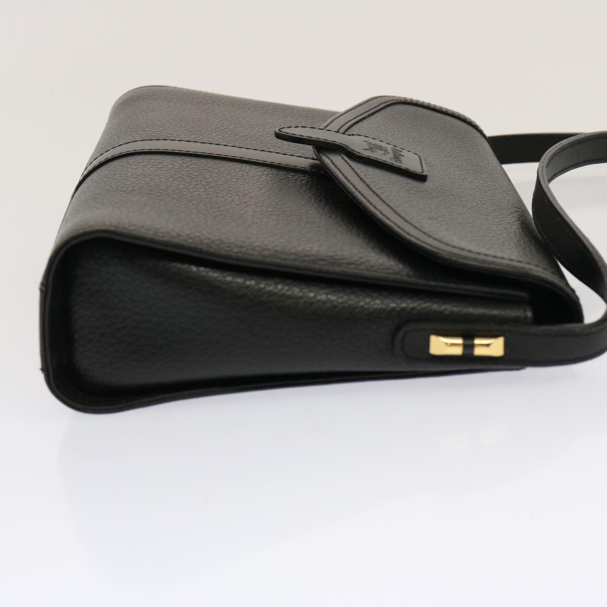 Burberry Shoulder Bag Leather Black Auth mr101