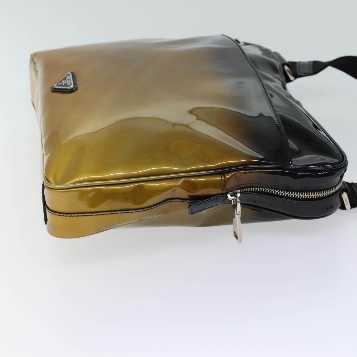 PRADA Shoulder Bag Patent leather Black Auth mr104