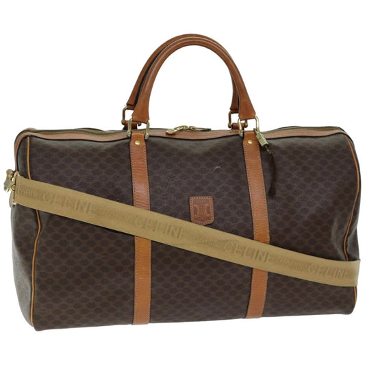 Luxury CELINE Macadam Canvas Boston Bag PVC 2way Brown mr163