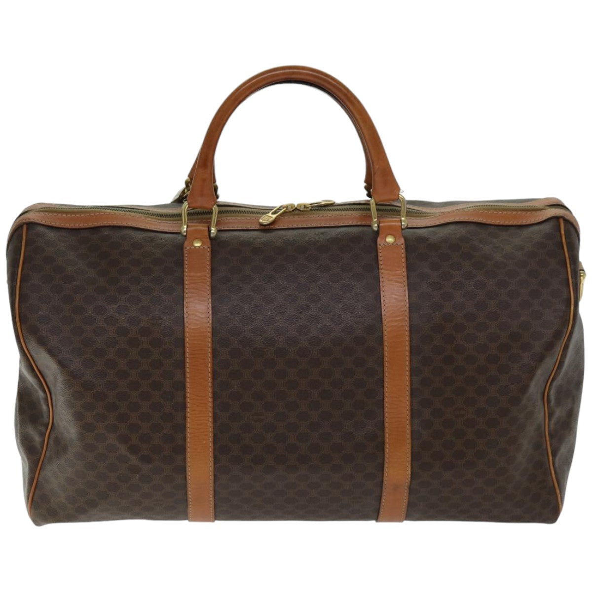 Luxury CELINE Macadam Canvas Boston Bag PVC 2way Brown mr163