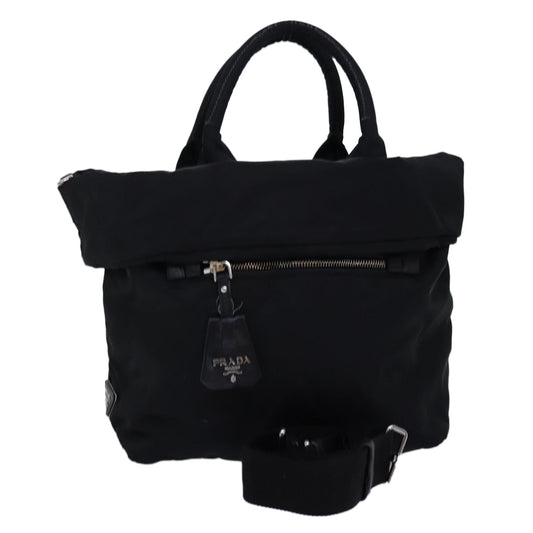 PRADA Hand Bag Nylon 2way Black Auth mr207
