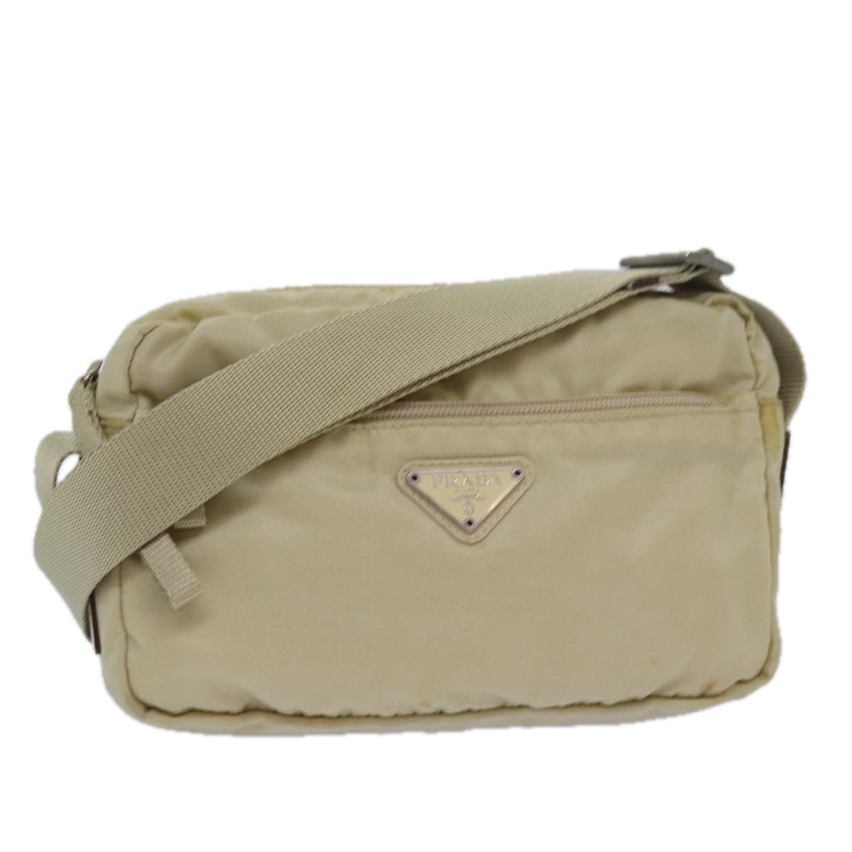 PRADA Shoulder Bag Nylon Beige Auth