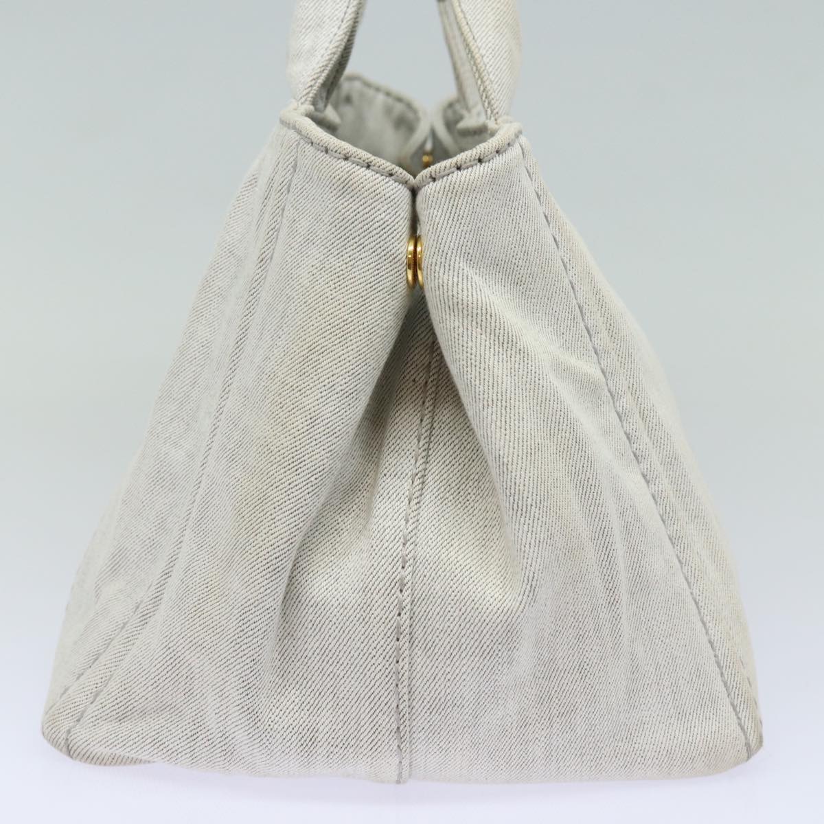 PRADA Canapa MM Hand Bag Canvas 2way Gray Auth