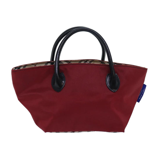 Burberry Nova Check Blue Label Hand Bag Nylon Beige Red Auth mr331