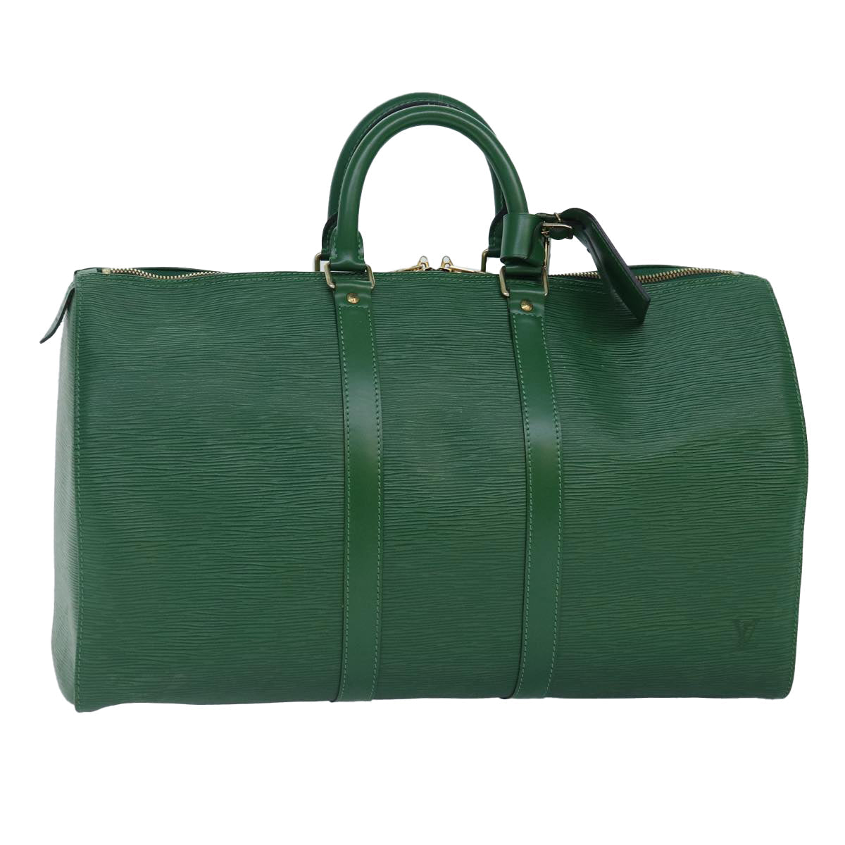 LOUIS VUITTON Epi Keepall 45 Boston Bag Green LV Auth mr397