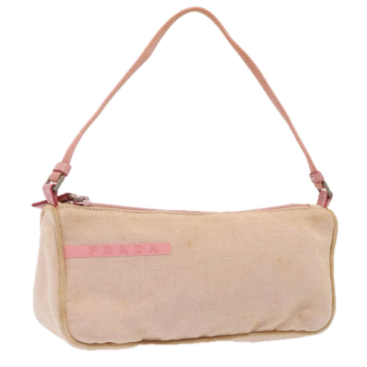 PRADA Sports Accessory Pouch Canvas Pink Silver Auth Luxury Handbag