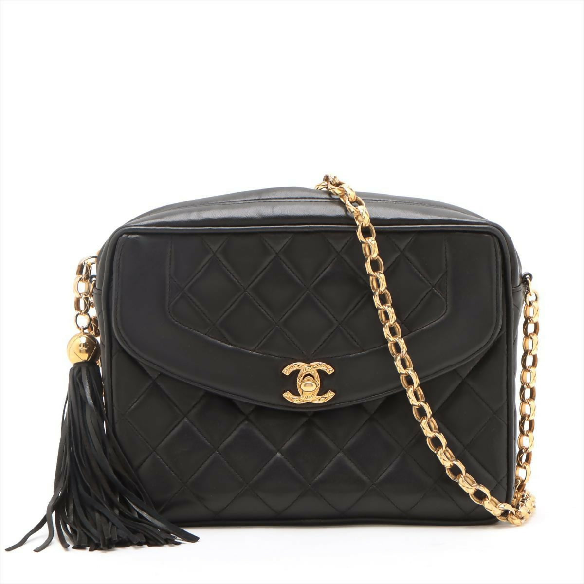 Chanel Black Mini Lambskin Tassel Bag with Gold Hardware